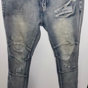 Men's Distressed Skinny Jeans in Gray